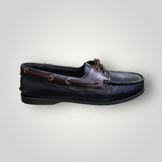 Women Black Burgundy Boat Shoes