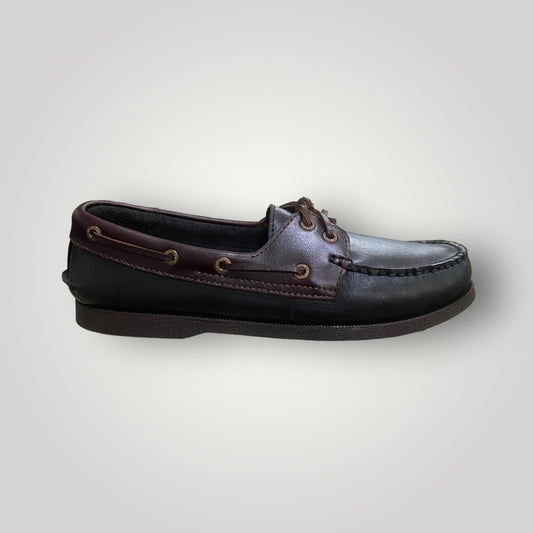 Men's Black/Burgundy Boat Shoe