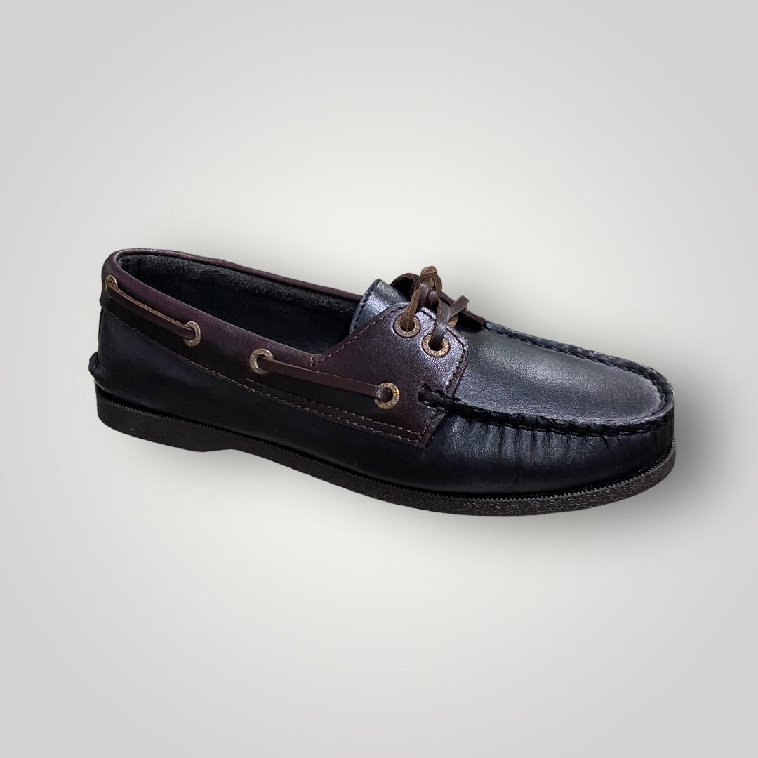 Women Black Burgundy Boat Shoes