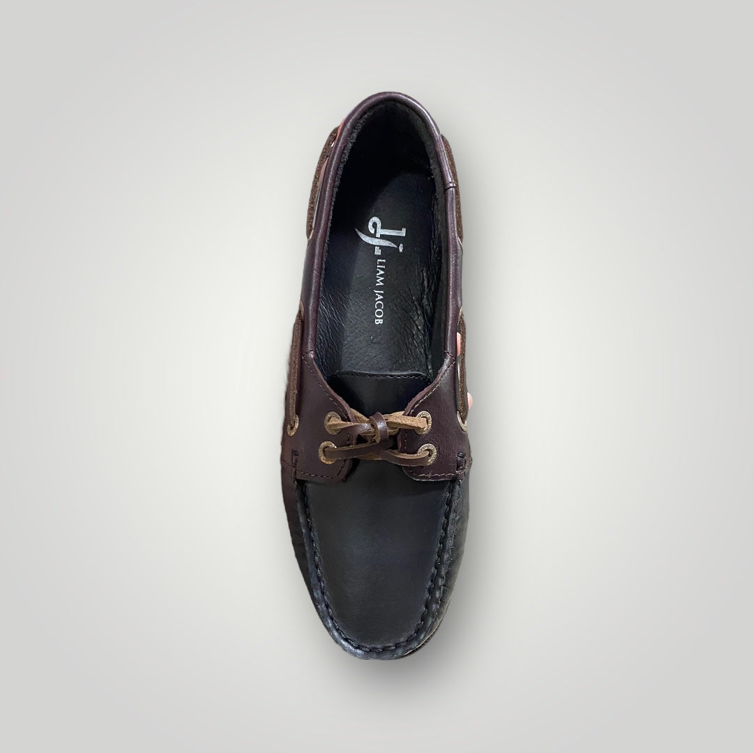 Women Black Burgundy Boat Shoes