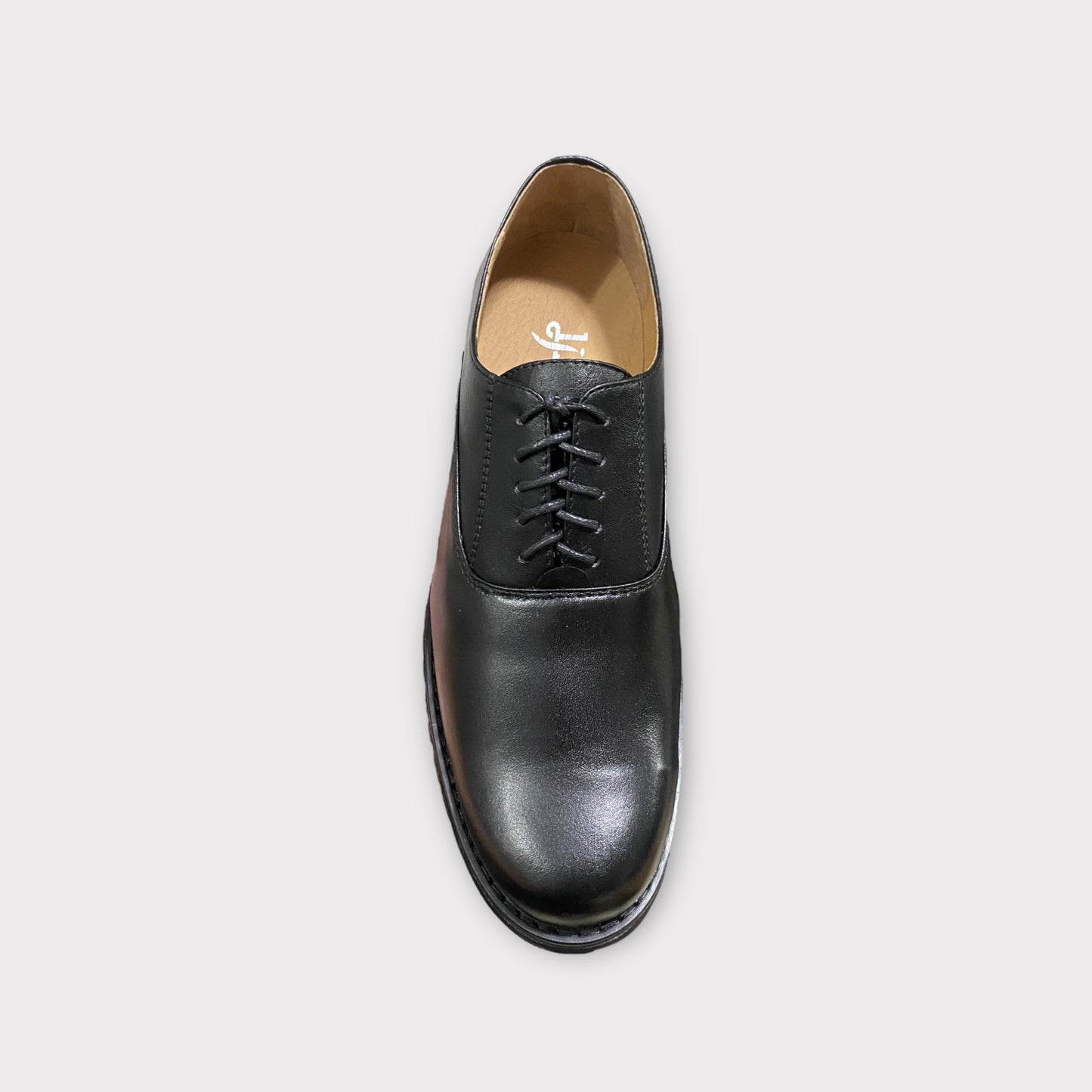 Men's Black Plain Toe Cap Dress Shoe in Black Sole