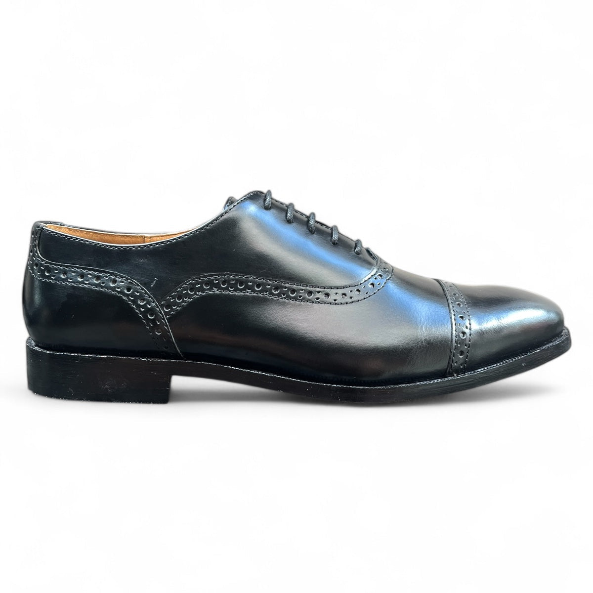 Men's Black Brogue Captoe Dress Shoes