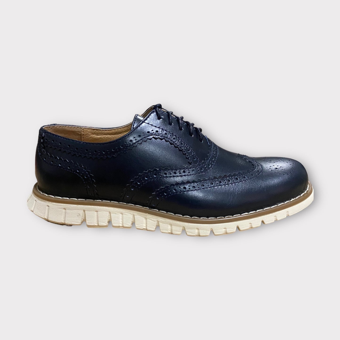 Men's Deep Sea Blue Wingtip in White Sole Dress Shoe