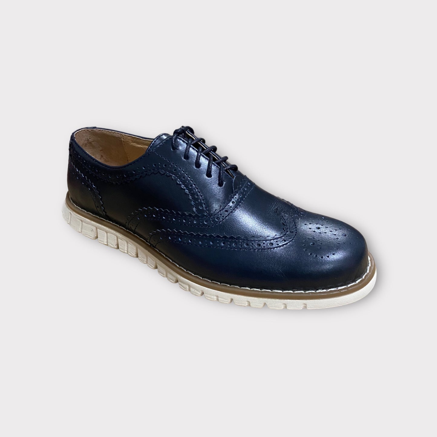 Men's Deep Sea Blue Wingtip in White Sole Dress Shoe