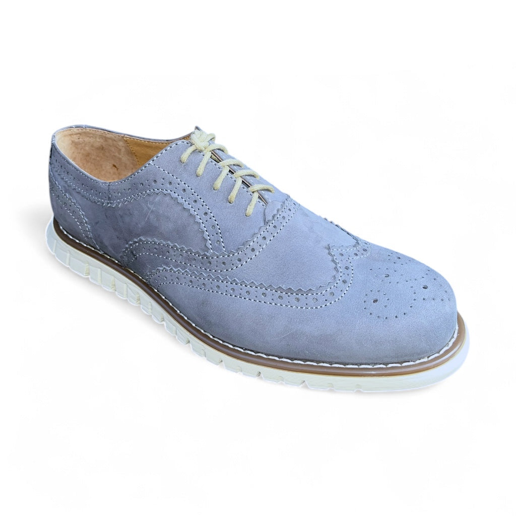 Men's Gray Casual Wingtip Oxford