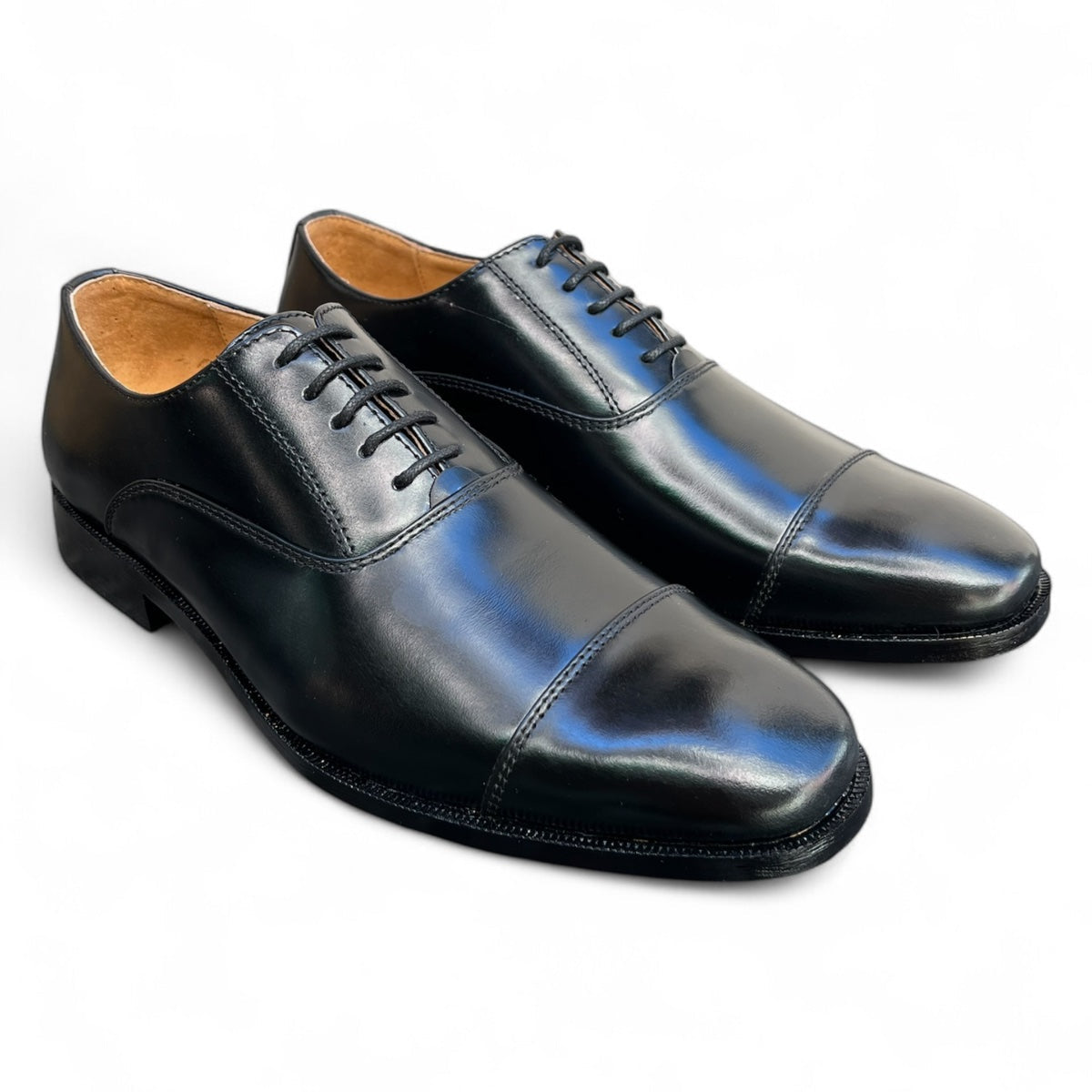 Men's Black Plain Captoe Oxford Dress Shoes