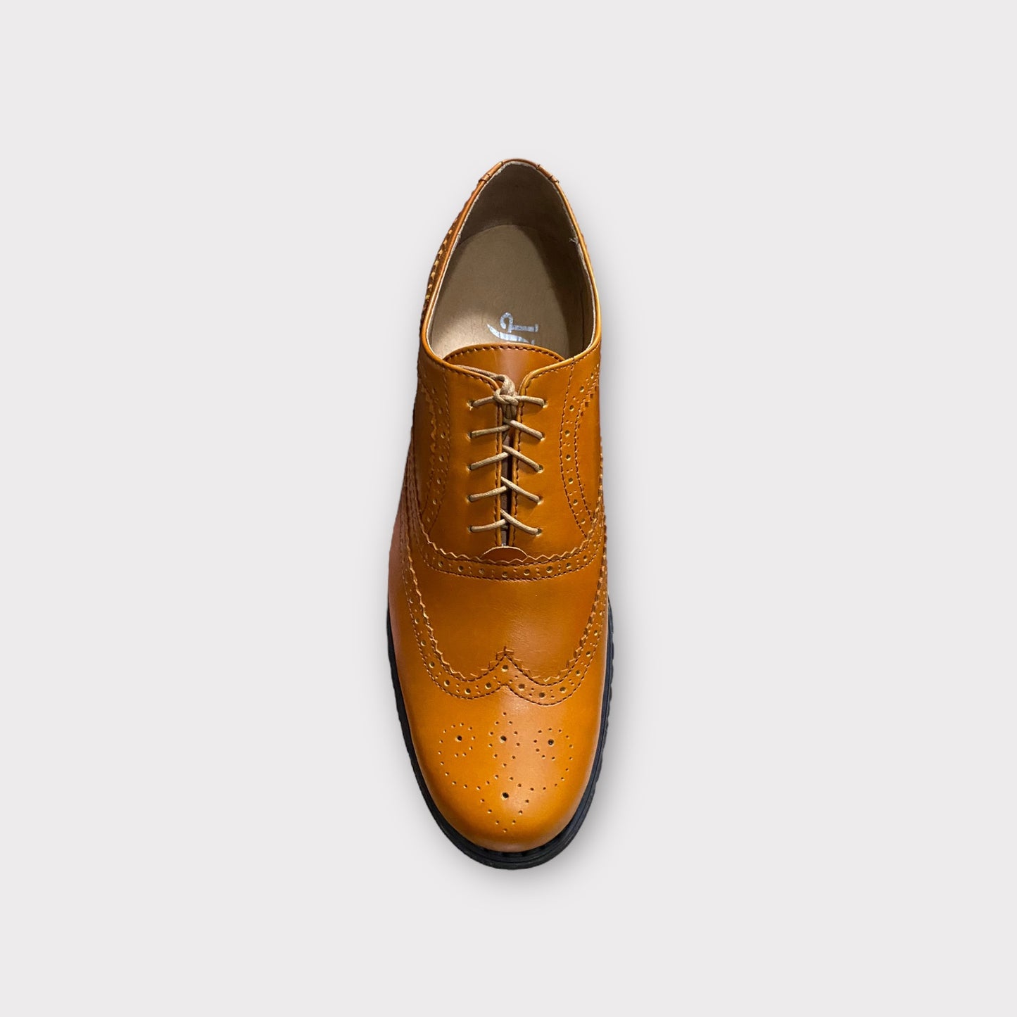 Men's Tan Wingtip in Black Sole Dress Shoe