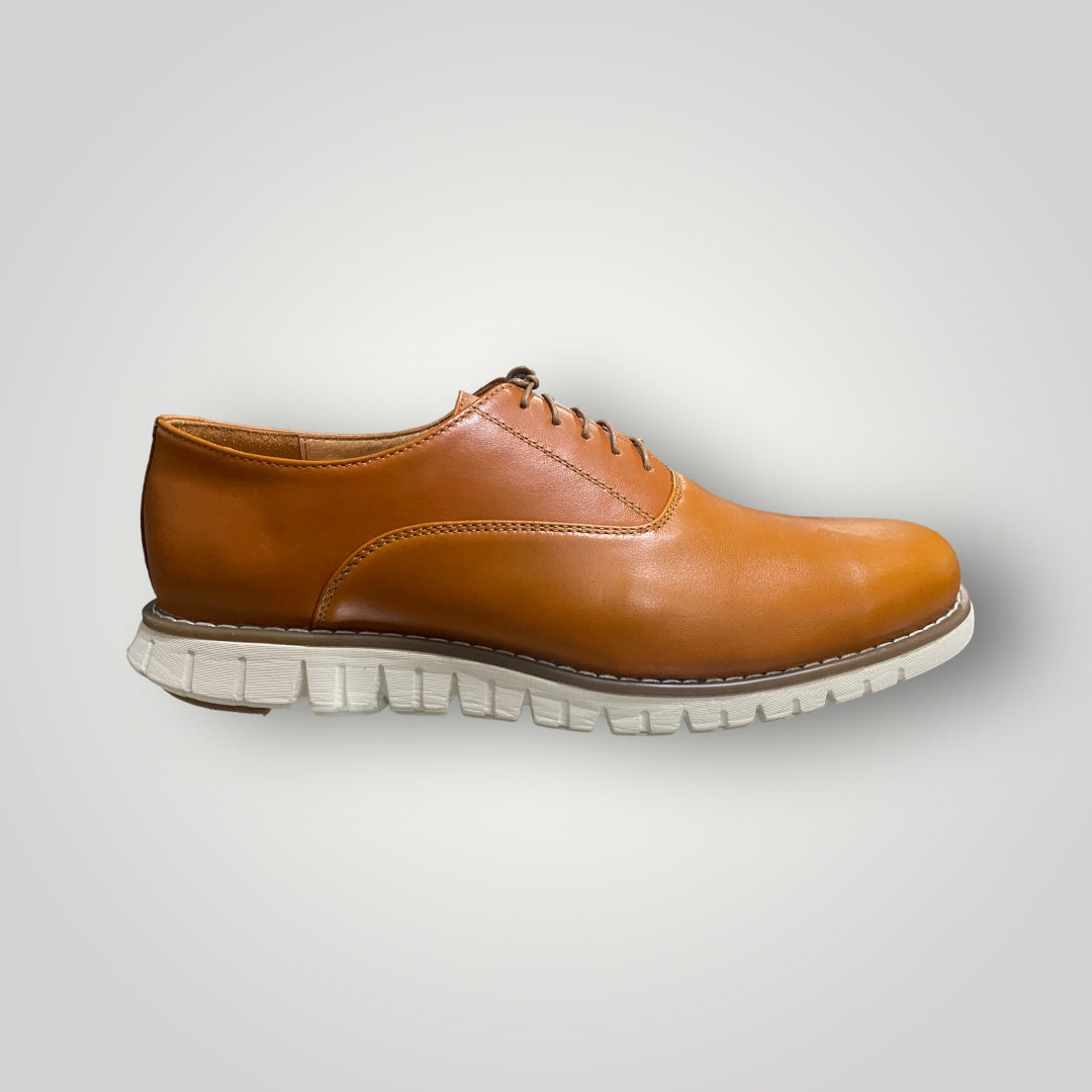 Men's Tan Plain Toe Cap Dress Shoe