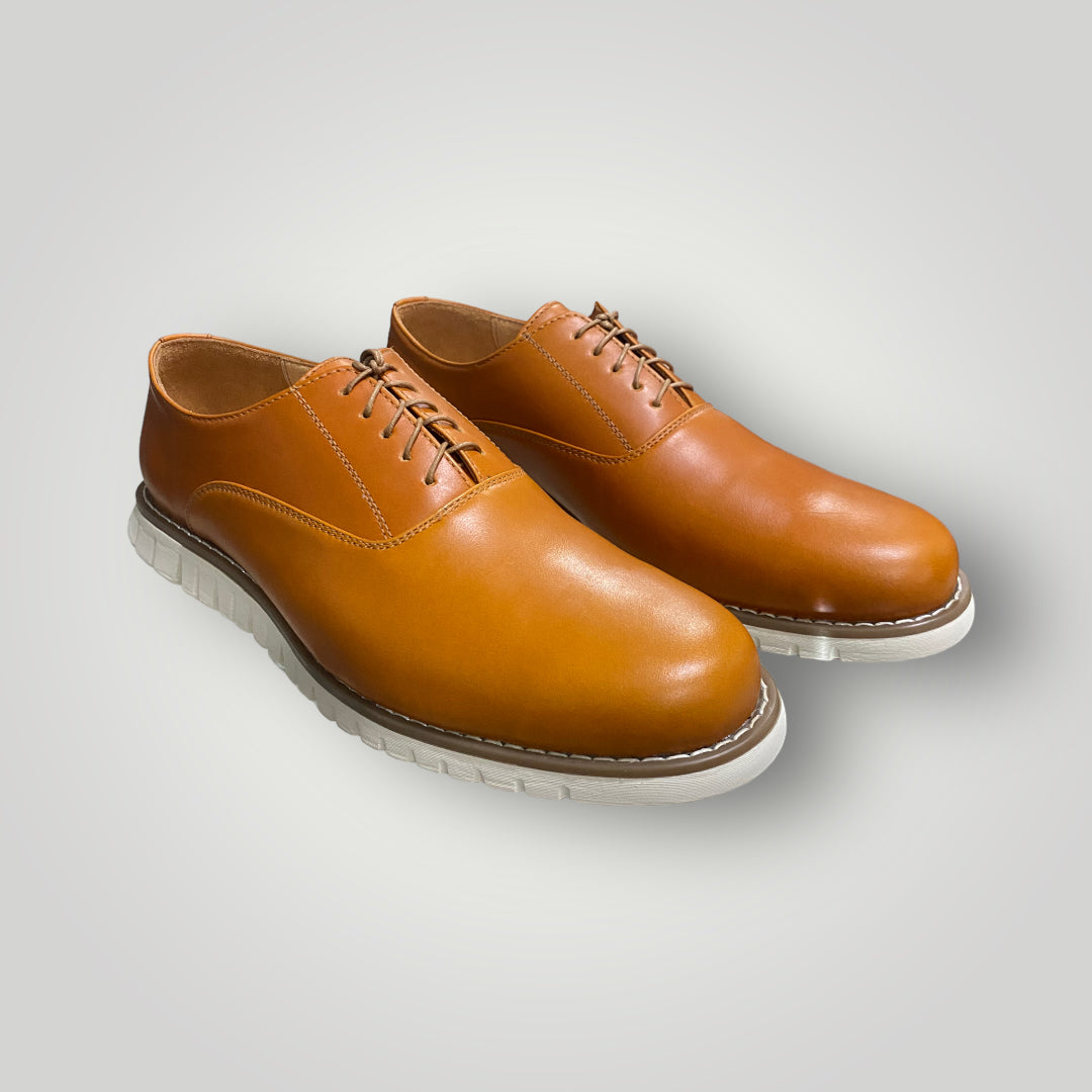 Men's Tan Plain Toe Cap Dress Shoe