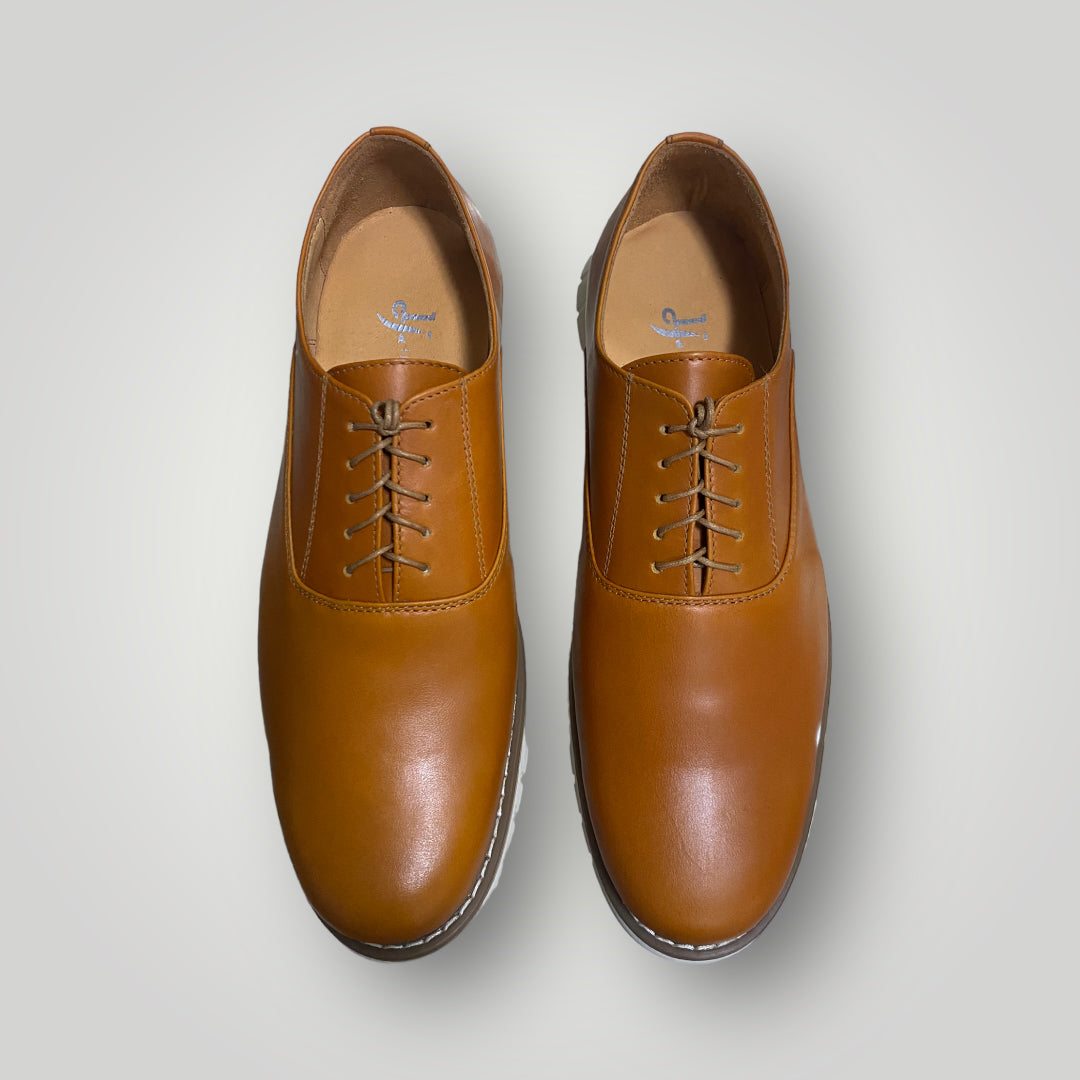 Men's Tan Plain Toe Cap Dress Shoe