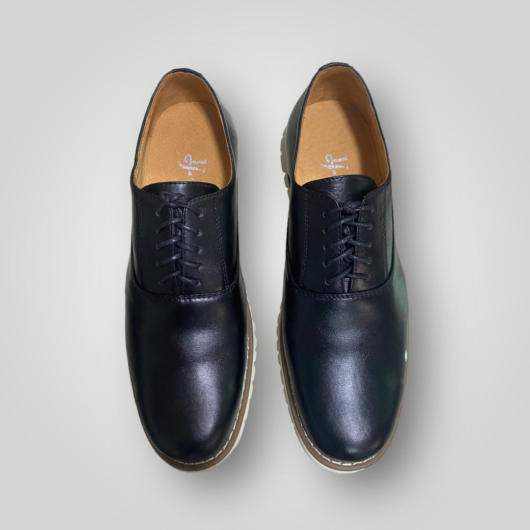 Men's Black Plain Toe Cap Dress Shoe