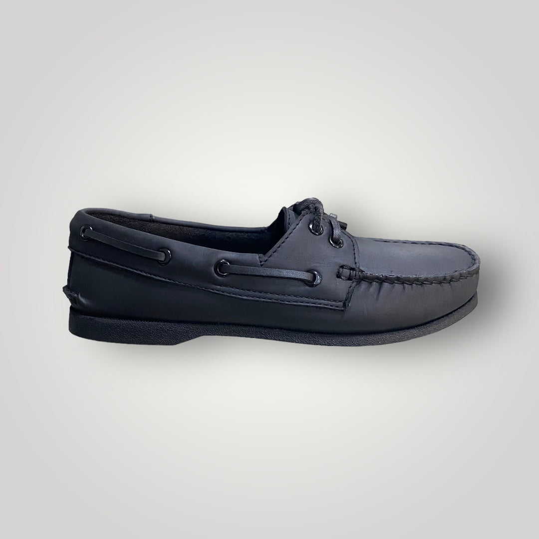 Women Jet Black Boat Shoes